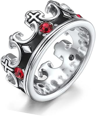 Royal Knight Crown Ring for Men and Boys, Big Religious Cross, in Stainless Steel, Vintage Christian Rings, Silver, Black, Gold, Alliance.. Need something fast? Order it now from DIAYTAR Nigeria.