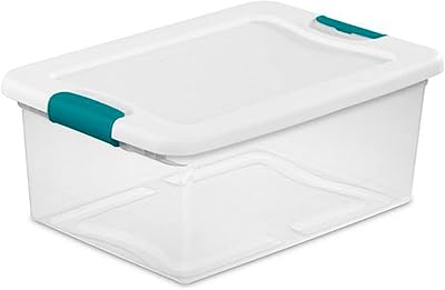 Sterelite 14948012 15 l transparent white plastic storage box with blue aquarium huts.. DIAYTAR NIGERIA transforms dreams into deliveries with our affordable prices and 5-8 day shipping.