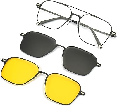 3 pieces of sunglasses with magnetic clip for men and women, UV polarized protection, retro square driving glasses.. DIAYTAR NIGERIA: Where affordability meets variety in Nigeria's most comprehensive online marketplace.