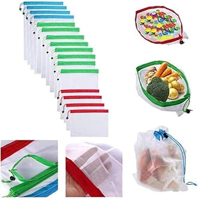 16 pieces reusable vegetable bags washable bags for shopping, vegetables, toys and fruit storage.. DIAYTAR NIGERIA: Connecting Nigerians with their needs through affordable prices and 5-8 day shipping.