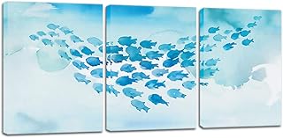 BiUTEAWAL - 3 Pieces of Fish Mural Art, Whale Cloud Painting, Blue Sea Art, Decorative Table of Mural Art, Modern Animals, Modern Office, Salon, Bathroom, Tendu and Box, ready to hang.. Your everyday shopping solution, DIAYTAR NIGERIA offers variety and value delivered within 8 days.