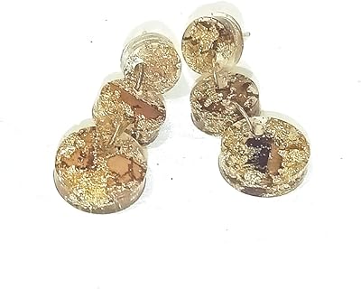 Women's earrings, earrings in light resin in three stages with gold leaf and dried flowers for women and girls, perfect for relaxed or party outfit, resin jewelry, resin earrings.. Experience hassle-free shopping with DIAYTAR NIGERIA's user-friendly platform and prompt delivery service.