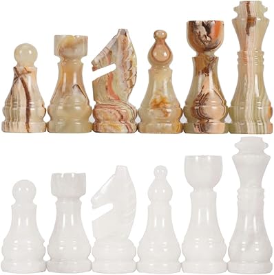 Large radical chess figures in green onyx and white marble - full set of 32 figurines - is suitable for a chessboard of 16 to 20 inches.. DIAYTAR NIGERIA makes online shopping accessible with our budget-friendly prices and reliable shipping.