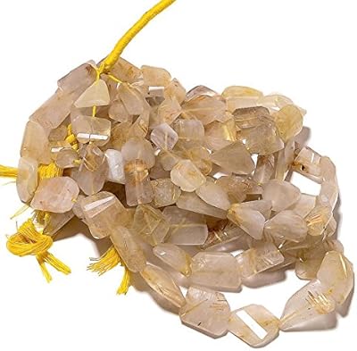 Golden routing quartz, golden rutile nugget pearl, facets, 14 mm to 20 mm, 11 -inch strand.. DIAYTAR NIGERIA connects you with thousands of products at competitive prices, delivered within a week.