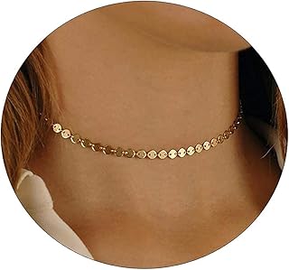 Elegant gold necklace for women, 18 -carat gold plated, simple figaro motif, pearl lace, chain of satellite coins, Women's gift jewelry.. Your shopping aspirations fulfilled at DIAYTAR NIGERIA with competitive prices and reliable delivery.