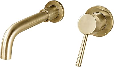 Wallowing mixers, hot and cold spouts, sink mixers, sink taps for bathroom, wall sink mixer, bathroom sink taps, brushed gold-split, 15 cm.. DIAYTAR NIGERIA combines affordability with convenience, delivering your purchases within 5-8 days.