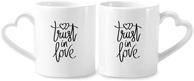 Set of porcelain cups for couple, self -confidence quote, cup of ceramic lovers, heart -shaped handle.. Need something fast? Order it now from DIAYTAR Nigeria.