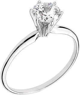 CZ engagement ring in white gold 10 carats elegant ring.. DIAYTAR NIGERIA brings the nation's largest product catalog to your doorstep at prices you'll appreciate.