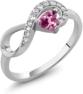 Infinite ring for women in sterling silver with pink tourmaline in the shape of a heart GEM Stone King 0.32 Carat in total (available 5,6,7,8.9).. DIAYTAR NIGERIA: Where quality meets affordability, with thousands of products delivered in less than 8 days.
