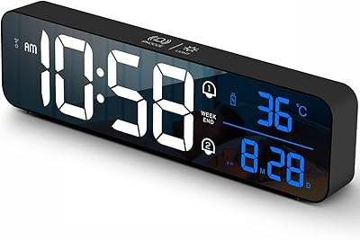 Digital clock, large screen digital clock, LED digital alarm clock for living room, rechargeable, sound, repetition, date and temperature display, digital wall clock for bedroom, kitchen, desk, black.. Your complete e-commerce solution, DIAYTAR NIGERIA offers variety and value with nationwide shipping.