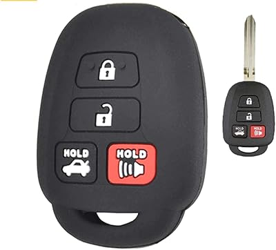 Silicone car key cover for Toyota Corolla Camry Yaris Fortner Prado Land Cruiser (4 black buttons).. Experience hassle-free shopping with DIAYTAR NIGERIA's user-friendly platform and prompt delivery service.