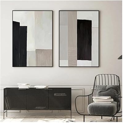FMMART Contemporary Abstract Murale Wall canvas with black and beige oil for the living room and the house, 50 x 70 cm x 2 rooms without frame.. DIAYTAR NIGERIA: Where affordability and variety meet with convenient delivery within 8 days.