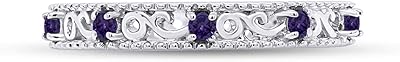 Stackable Ring in Alexandrite Violette simulated round in 14 carat gold on Sterling Silver Silver.. DIAYTAR NIGERIA connects Nigerians with quality products at affordable prices, delivered in 5-8 days nationwide.