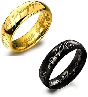 100% original stainless steel ring of the Lord of the Rings, set in gold/black color for men and boys, black.. DIAYTAR NIGERIA: Where every click leads to affordable purchases delivered promptly to your door.