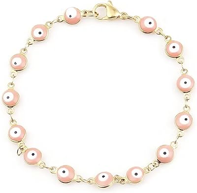 It Jewelry - Golden Bracelet with Pink Imow Eye Pattern, 190x5 mm, without stones.. Your shopping needs fulfilled through DIAYTAR NIGERIA's extensive selection and nationwide delivery.