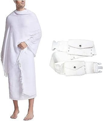 A set of towels for Hajj and Omra for men with a waterproof pyramid belt, composed of two pieces of towel (top and bottom), 43 x 86 inch, with woven microfiber technology.. DIAYTAR NIGERIA makes quality accessible with our diverse product range and dependable delivery service.
