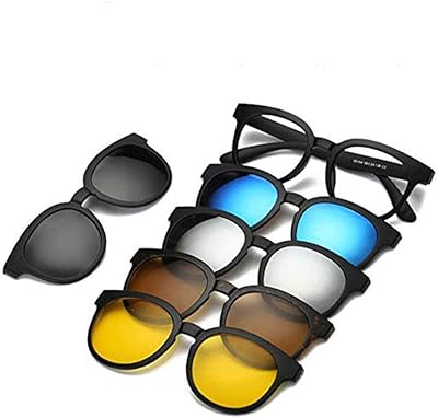 Magnetic glasses 5 in 1, 5 interchangeable polarized sunglasses, sunglasses for night driving.. Shop smart with DIAYTAR NIGERIA, offering a vast product range delivered to your doorstep within a week.