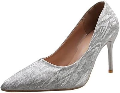 Zwende heels for women glitter heels for women, party shoes, champagne, silver, wedding shoes (color: silver, size: 34).. DIAYTAR NIGERIA: Making quality products accessible to all Nigerians at affordable prices.
