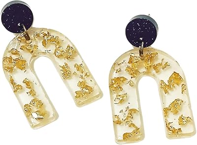 Women's earrings, hanging earrings in shiny resin for women and girls, golden and transparent, perfect for relaxed or party outfit, resin jewelry, resin earrings, 11.2 x 7 x 3.4 cm, resin material, without precious stones.. DIAYTAR NIGERIA delivers what matters - quality, affordability, and prompt nationwide shipping.