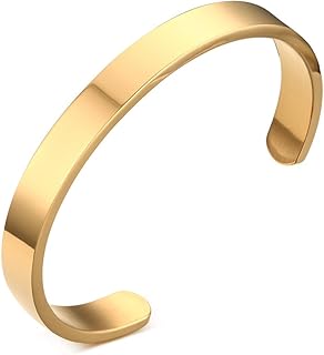 Millgate bracelet in stainless steel simple polished finish for men and women, 8 mm, gold/black plated/black.. DIAYTAR NIGERIA combines the largest product selection with affordable prices and reliable delivery.
