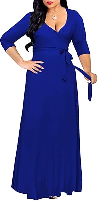 Long dress for women - Deep V -neck relaxed dresses, 3/4 sleeves, large size.. Shop with confidence at Nigeria's leading affordable e-commerce platform with reliable delivery services.