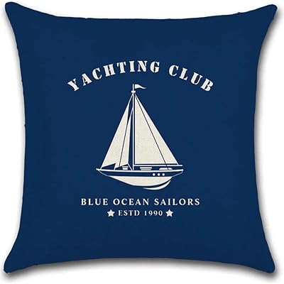 Rishahome yacht printed cushion cover, mixed cotton, blue/white, size 45 x 45 cm.. Discover the convenience of DIAYTAR NIGERIA's vast e-commerce platform with delivery in just 5-8 days.