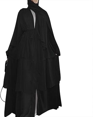 Long Islamic dress for women, elegant cardigan in three-layer silk muslin with hijab, Jalabiya Arabic dress for Abaya Kaftan Middle East Islamic Türkiye, Black, Size L.. DIAYTAR Nigeria offers great deals, a huge product variety, and delivery in under a week.