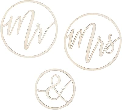 Set of 3 wooden hoops MR & MRS Ginger Ray.. Embrace the convenience of DIAYTAR NIGERIA with thousands of products at your fingertips, delivered nationwide.