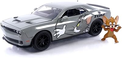 Tom and Jerry 1:24 2015 Dodge Challenger Hellcat Car Sous Pressure with 2.7 cm jerry figurine, children's and adult toys.. DIAYTAR NIGERIA: Your affordable gateway to thousands of products shipped nationwide within the week.