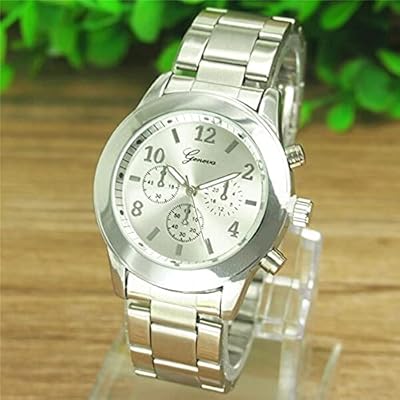 Geneva quartz watch for woman quartz stainless steel watch Geneva watch for women in pink gold (silver).. DIAYTAR NIGERIA provides endless shopping possibilities with affordable prices and prompt delivery service.