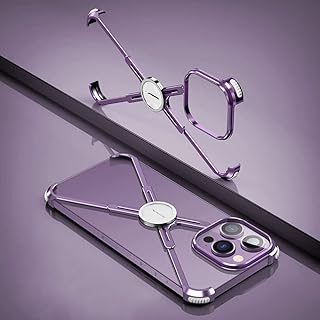 Mobile phone case Fauxi Compatible with iPhone 14 Pro Max, Metal mobile phone case absorbing shocks with a wonderful and fun aluminum frame with a crutch and a protective shell with a luxurious edge, purple.. DIAYTAR NIGERIA provides endless shopping possibilities with affordable prices and prompt delivery service.