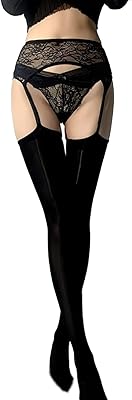 Lace thigh in woman for women with shiny transparent lace belt, black, 38.. Navigate countless options with DIAYTAR NIGERIA's comprehensive marketplace and budget-friendly shipping.