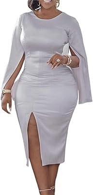 Ymikea dresses for women, elegant split dress for women, chic evening dress (color: silver, size: l).. DIAYTAR NIGERIA brings retail convenience to your screen with affordable prices and dependable shipping.