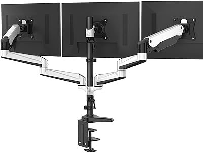 Triple Huano monitor support - Support for a full -movement articulated gas spring for three LCD computer monitors from 17 to 32 inch with pliers and eyelet kit.. Your ultimate shopping destination, DIAYTAR NIGERIA combines extensive selection with affordable shipping.