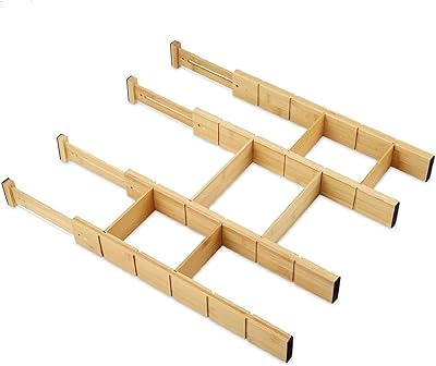 4 bamboo drawers separators with filling, adjustable kitchen drawer organizers, stretch organizer for the house, the office, the cupboards, the bathroom.. Navigate through thousands of products at pocket-friendly prices with DIAYTAR NIGERIA's easy-to-use platform.