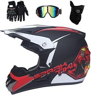 Full motocross helmet set, with gloves, mask and glasses, all-terrain sports motorcycle helmet for young people, protective equipment for quad scooter, enduro mx quad dirt race helmet.. DIAYTAR NIGERIA: Your affordable shopping destination with thousands of products delivered in days.