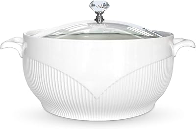 IB Home ceramic soup bowl with glass cover, porcelain soup service bowl for restaurants, kitchen, house and decoration, tablespoons covered with ceramic, white porcelain (8.6 inches).. Shop from Nigeria's largest product selection at DIAYTAR, with budget-friendly prices and swift delivery.