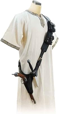 Stepmed medieval leather sword case with 2 storage bags, adjustable buttonwriter in PU leather, Blundbus pistol set, cosplay costume with Steampunk sheath.. Shop without boundaries at DIAYTAR NIGERIA, offering affordable products with convenient delivery times.