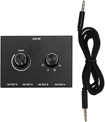 Hacbop 4 -port Hacbop audio switch, 3.5 mm stereo audio adapter, 4 inputs 1 output / 1 input 4 outputs, audio adapter case.. DIAYTAR NIGERIA: Bringing quality products to your doorstep at prices that won't break the bank.