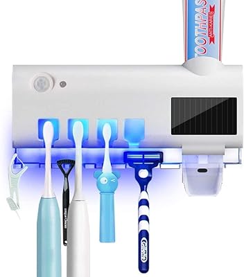 Ubetry toothbrushing holder with toothbrush cleaning function, wall support with 4 locations and automatic toothpaste, rechargeable solar panel by USB and smart sensor.. Experience the ease of modern shopping with DIAYTAR NIGERIA's comprehensive platform and quick delivery.