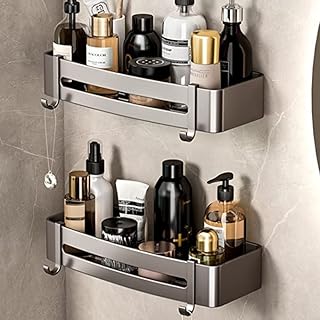 2 bathroom wall shelves aluminum anti -rusts aluminum aluminum organizer for bath.. DIAYTAR Nigeria: Shopping that fits your budget and your schedule.