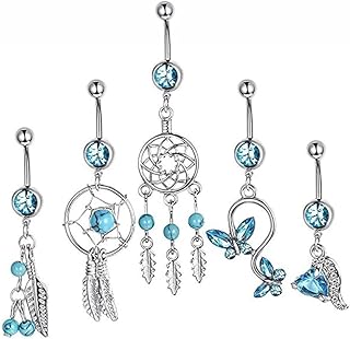 5 pieces of Regersti, rings hanging steel for the belly, the navel, the abdomen and the body, body jewelry accessories (blue and silver), stainless steel.. Shop confidently with Nigeria's most trusted e-commerce platform, offering swift and affordable delivery.