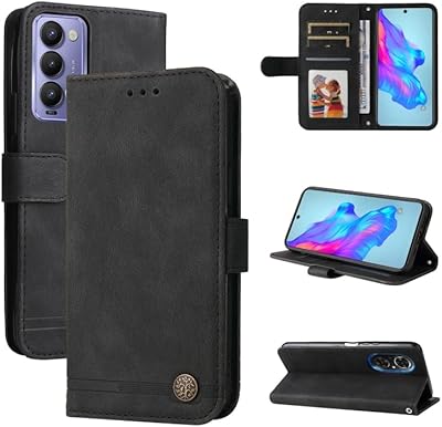 BGM shell compatible with Tecno Camon 18/18 Pro Skin Life Tree Metal Bouton Black Leather Phone Case.. DIAYTAR NIGERIA delivers happiness in 5-8 days with our affordable and diverse product range.