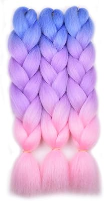 Braided hair extensions Pakana Shadow Kanekalon 3 pieces blue braided hair/pink extensions.. DIAYTAR NIGERIA brings the marketplace home to you with affordable prices and delivery in 5-8 days.