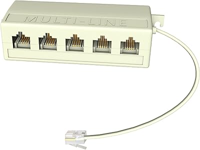 Jopchen RJ11 6P4C male telephone distributor to 5 females, plug of telephone line for phone, fixed line and fax, ivory color.. DIAYTAR NIGERIA: Where every shopping need is met with affordable prices and timely delivery.