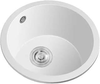 White kitchen sink round sink in quartz small bar.. DIAYTAR NIGERIA: Your trusted e-commerce partner with extensive product choices and affordable delivery.