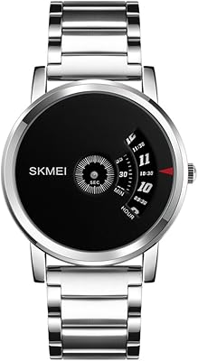 Analog quartz watch waterproof with unique design for men in stainless steel (black silver), bracelet.. DIAYTAR NIGERIA connects your desires with reality through our affordable e-commerce platform and quick delivery.