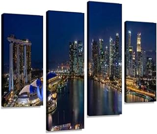 Printing on canvas Singapore January 2019 Singapore skyscraper at night Singapore is a framed wall decoration, digital printing, abstract painting, room, office, house decoration, ready to hang - 4 panels.. Shop smarter, not harder with DIAYTAR NIGERIA - thousands of products at your fingertips with affordable delivery.
