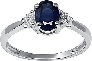 Diamond oval ring in 14 carat white gold, real 1 carat sapphire, size 7, precious stone, sapphire, precious stone, sapphire.. DIAYTAR NIGERIA: Connecting Nigerians with affordable products through our expansive e-commerce platform.