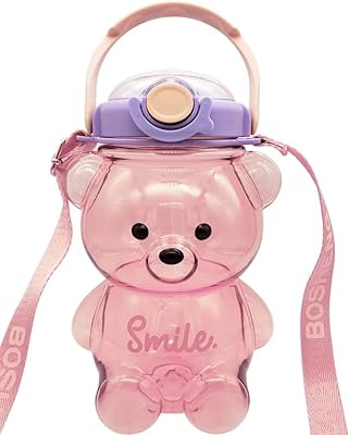 Dream Fox Bear water bottles, bear cup with straw, cute charms and belt for school gifts.. DIAYTAR NIGERIA: Your trusted e-commerce partner with extensive product choices and affordable delivery.